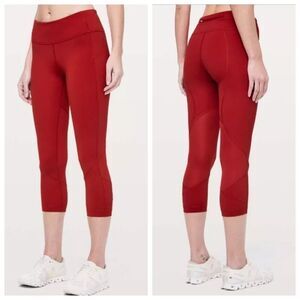 Lululemon Pace Rival Crop 22" Leggings Luxtreme Red Size 8